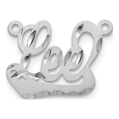 10K White Gold Diamond-Cut Name Plate Pendant – view 2