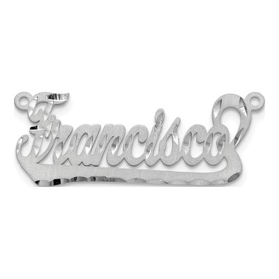 10K White Gold Diamond-Cut Name Plate Pendant – view 4