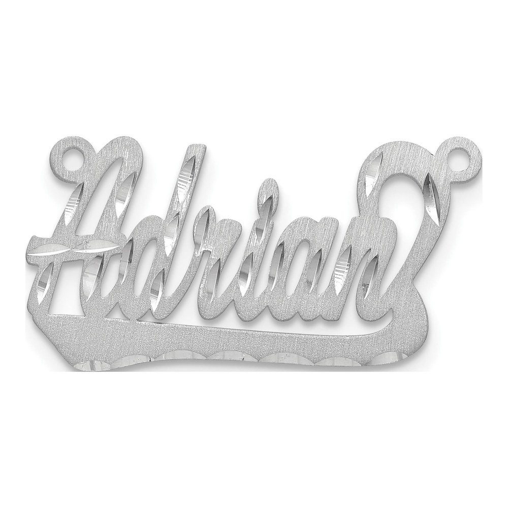 10K White Gold Diamond-Cut Name Plate Pendant