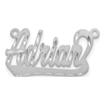 10K White Gold Diamond-Cut Name Plate Pendant