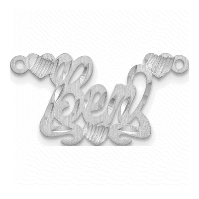 10K White Gold Diamond-Cut Heart Name Plate Pendant – view 2