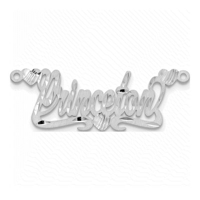10K White Gold Diamond-Cut Heart Name Plate Pendant – view 4