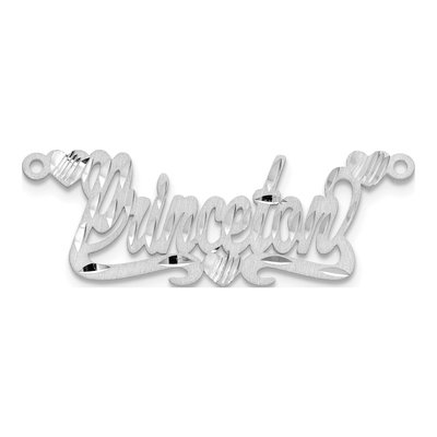 10K White Gold Diamond-Cut Heart Name Plate Pendant – view 5