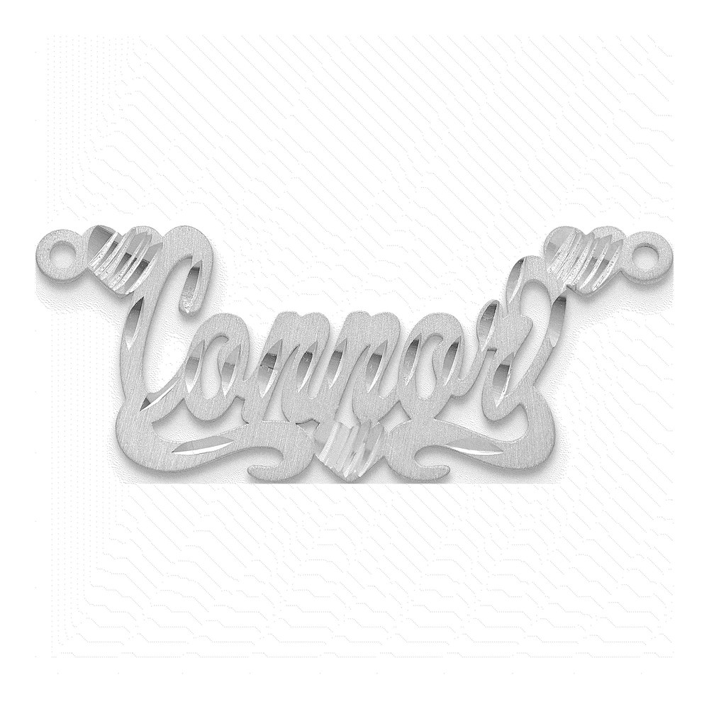 10K White Gold Diamond-Cut Heart Name Plate Pendant