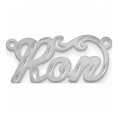 10K White Gold Diamond-Cut Name Plate Pendant – view 2