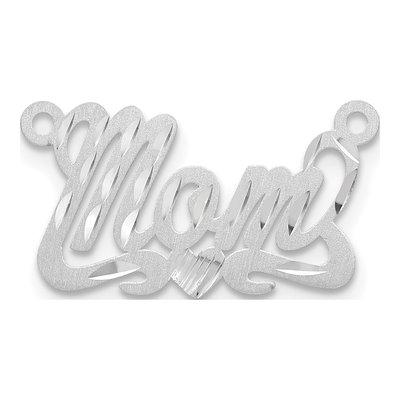 10K White Gold Diamond-Cut Heart Name Plate Pendant – view 2