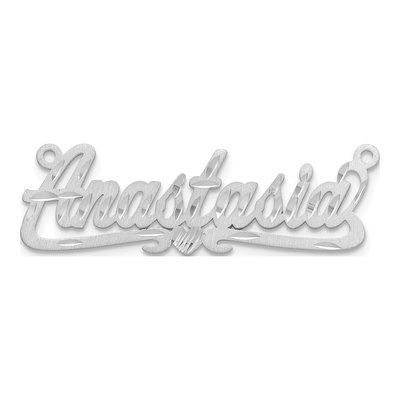 10K White Gold Diamond-Cut Heart Name Plate Pendant – view 5