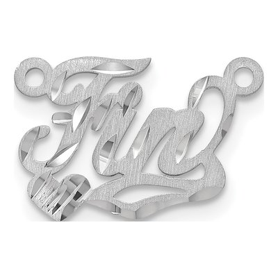 10K White Gold Diamond-Cut Heart Name Plate Pendant – view 2
