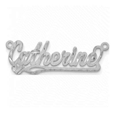 10K White Gold Diamond-Cut Heart Name Plate Pendant – view 4