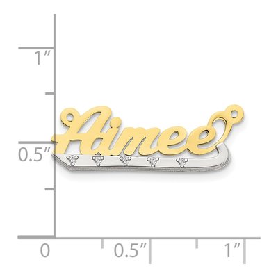 10K Two-Tone Diamond Name Plate Pendant – view 2