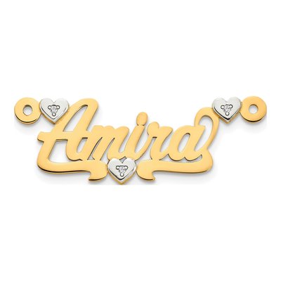 10K Two-Tone Gold Diamond Name Plate Pendant