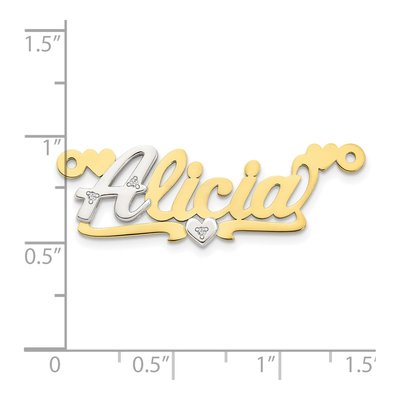 10K Two-Tone Gold Diamond Name Plate Pendant – view 2