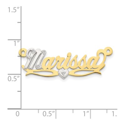 10K Two-Tone Gold Diamond Name Plate Pendant – view 2