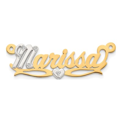 10K Two-Tone Gold Diamond Name Plate Pendant