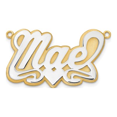 10K Two-Tone Gold 3D Name Plate Pendant – view 2