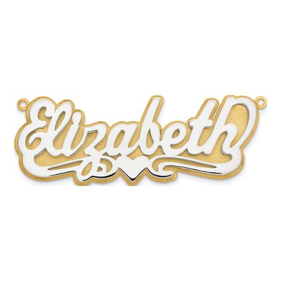 10K Two-Tone Gold 3D Name Plate Pendant – view 4