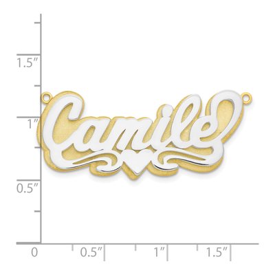10K Two-Tone Gold 3D Name Plate Pendant – view 5