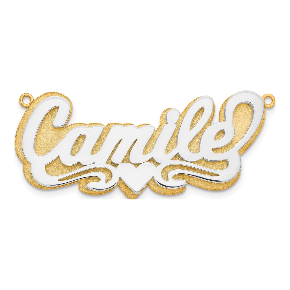 10K Two-Tone Gold 3D Name Plate Pendant