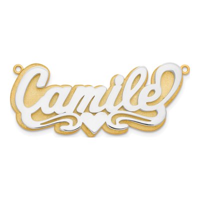 10K Two-Tone Gold 3D Name Plate Pendant