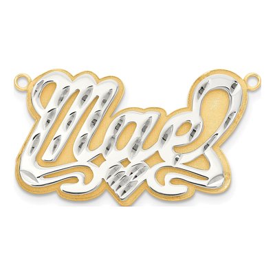 10K Two-Tone Gold Personalized Name Plate Pendant – view 2