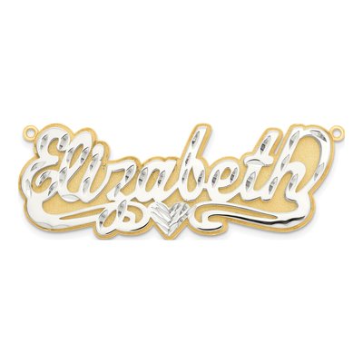 10K Two-Tone Gold Personalized Name Plate Pendant – view 3