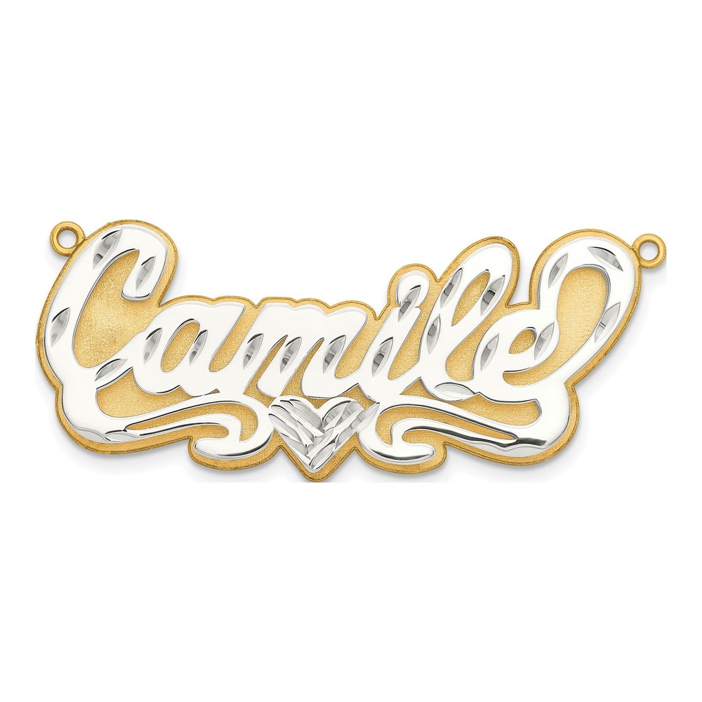 10K Two-Tone Gold Personalized Name Plate Pendant