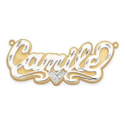 10K Two-Tone Gold Personalized Name Plate Pendant