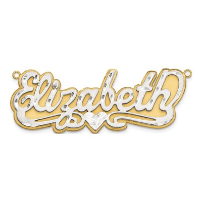 10K Two-Tone Gold Personalized Name Plate Pendant – view 4