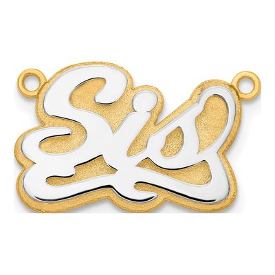 10K Two-Tone Gold 3D Name Plate Pendant – view 2