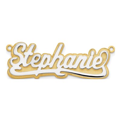 10K Two-Tone Gold 3D Name Plate Pendant – view 3