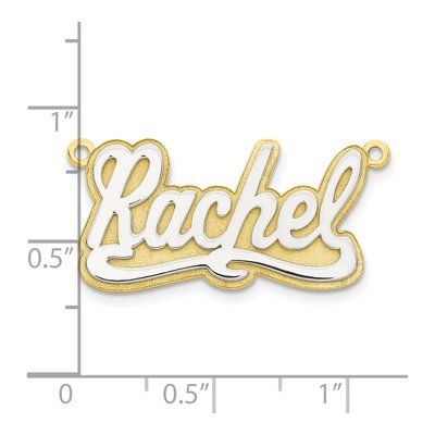 10K Two-Tone Gold 3D Name Plate Pendant – view 5