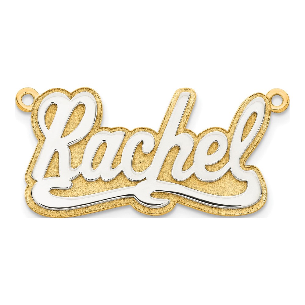 10K Two-Tone Gold 3D Name Plate Pendant