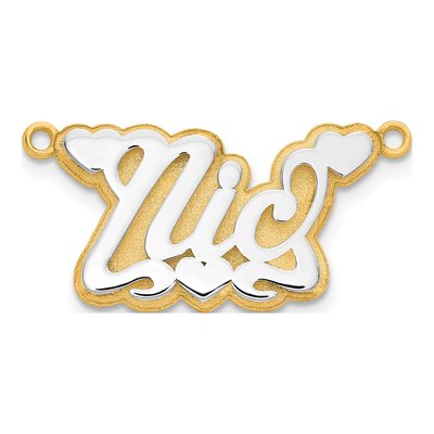 10K Two-Tone Gold Personalized 3D Name Plate Pendant – view 2