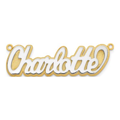 10K Two-Tone Gold 3D Name Plate Pendant – view 3
