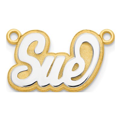 10K Two-Tone Gold 3D Name Plate Pendant – view 2