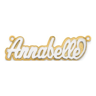 10K Two-Tone Gold 3D Name Plate Pendant – view 4