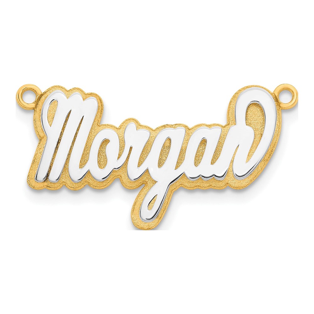 10K Two-Tone Gold 3D Name Plate Pendant