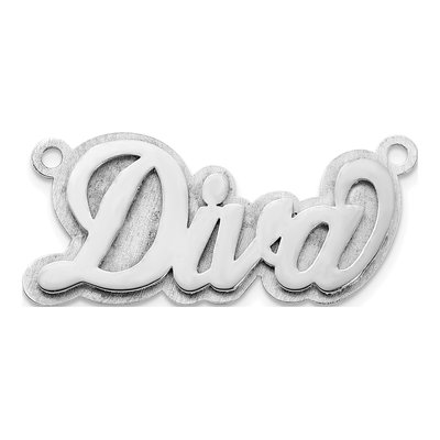 10K White Gold 3D Name Plate Pendant