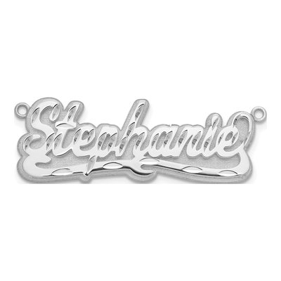 10K White Gold Personalized Name Plate Pendant – view 4