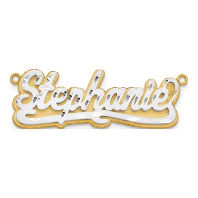 10K Two-Tone Gold Personalized Name Plate Pendant – view 3