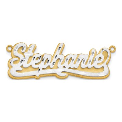 10K Two-Tone Gold Personalized Name Plate Pendant – view 4