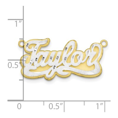 10K Two-Tone Gold Personalized Name Plate Pendant – view 5