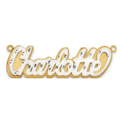 10K Two-Tone Gold Personalized Name Plate Pendant – view 3