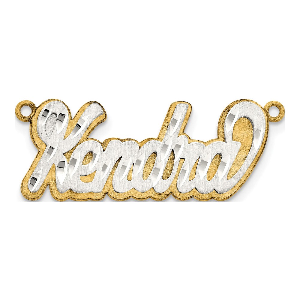 10K Two-Tone Gold Personalized Name Plate Pendant