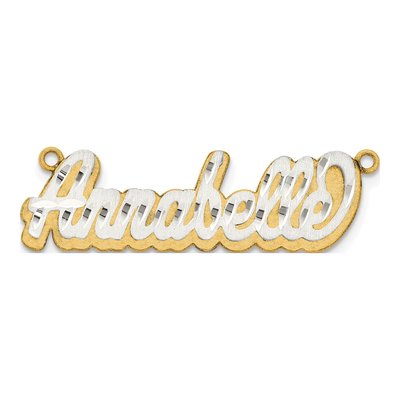 10K Two-Tone Gold Personalized Name Plate Pendant – view 3