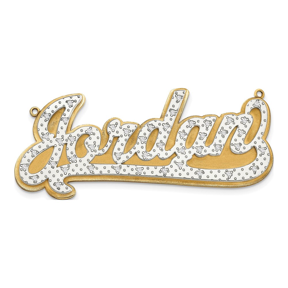 Personalized 10K Gold Diamond Name Plate Pendant