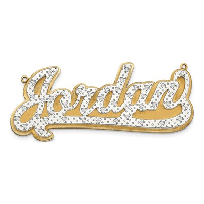 10K Yellow Gold 1/5 ct tw Diamond Personalized Name Plate Pendant