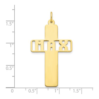 10K Yellow Gold Personalized Cross Name Charm – view 2