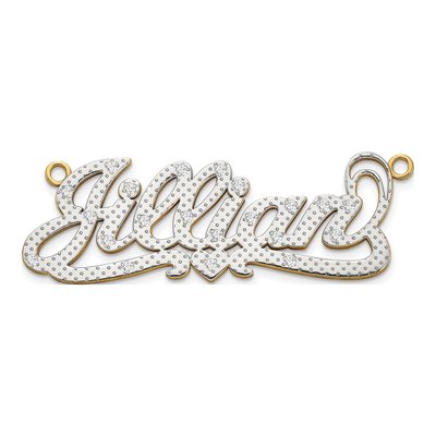 10K Yellow Gold 1/20 ct tw Diamond Personalized Nameplate Pendant