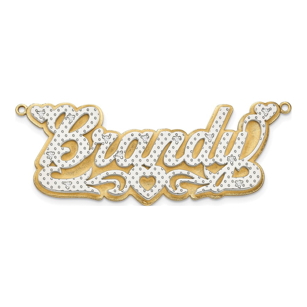 Personalized 10K Gold Name Plate Heart Pendant w/ Diamond